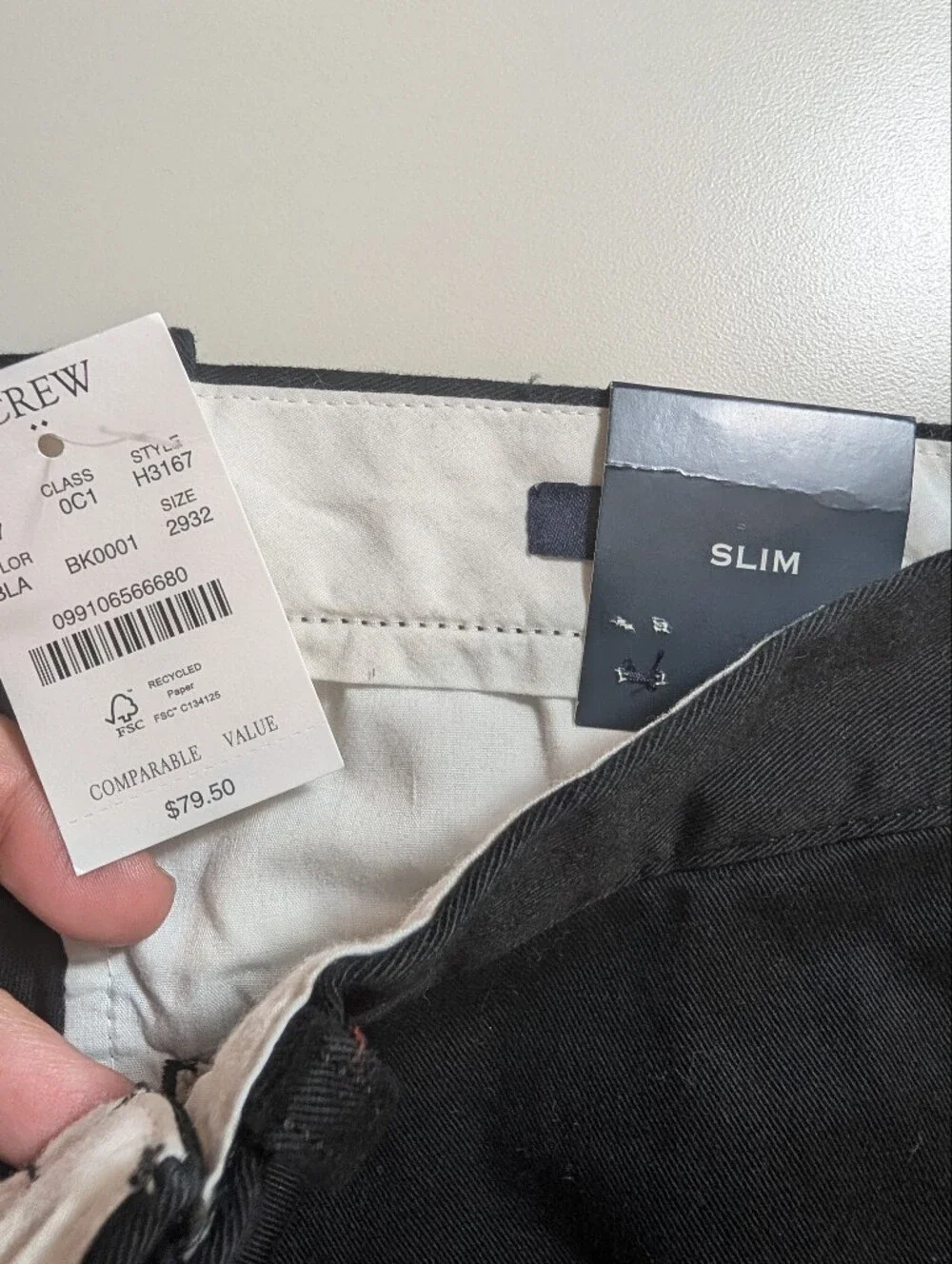 J. Crew Black Men's Slim Chino Pants 29/32 NWT